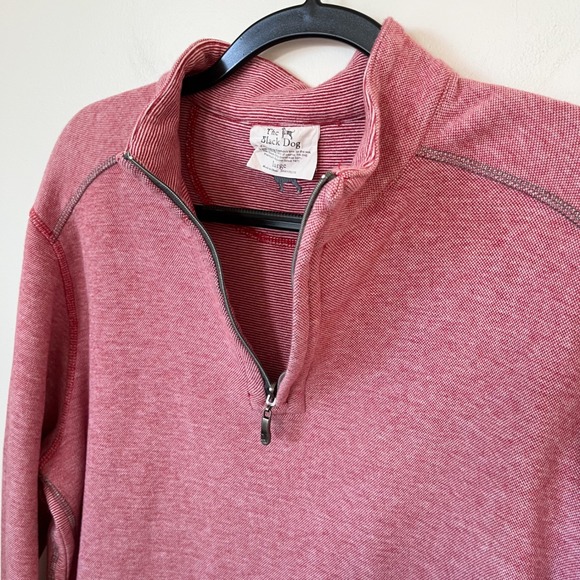 The Black Dog Martha's Vineyard Striped 1/4 Zip Pullover Mens Large Red White - Picture 4 of 11